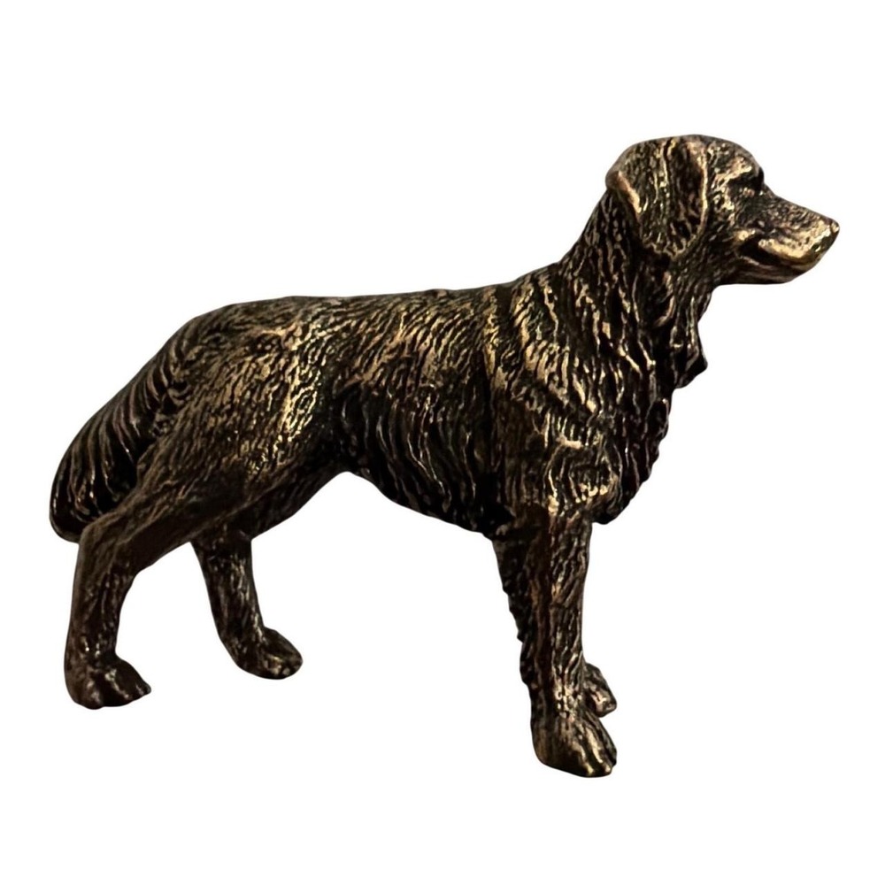 Brass Bronze Dog Figurine Golden Retriever Lab Animal Sculpture Miniature